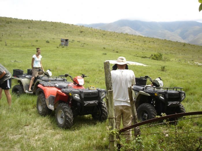 Quad bike trails through mountain landscape